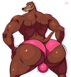 anthro ass balls bara barbie_(franchise) barbie_as_rapunzel_(2002) big_balls big_pecs big_penis bobthetanuki bulge furry gay male male_only muscles muscular otter otto_(barbie) penis solo solo_male