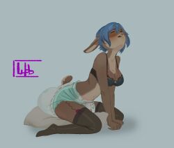 1girls anthro blush bra diaper female furry intentional_soiling lagomorph lingerie masturbation messy_diaper pillow pillow_humping scat soiling soiling_diaper stockings vibrator vibrator_under_clothes wobblesbabbles