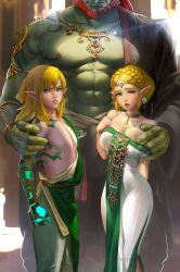 1girls archaic_tunic blonde_hair breath_of_the_wild clothing female ganondorf gerudo humanoid hylian link link_(breath_of_the_wild) link_(tears_of_the_kingdom) male pale_skin pointy_ears princess_zelda sakimichan tears_of_the_kingdom the_legend_of_zelda the_legend_of_zelda:_tears_of_the_kingdom zelda_(breath_of_the_wild) zelda_(tears_of_the_kingdom) zonai_outfit