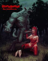 blowjob hentai_horror monster monster_cock oral oral_creampie red_hair uncensored werewolf zoophilia