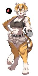 1girls amber_eyes anthro arknights big_breasts breasts female mx99926 solo solo_female thick_thighs tiger tiger_girl waai_fu_(arknights) wide_hips