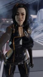 1girls 3d 3d_(artwork) alternate_costume big_breasts black_hair blender blender_(software) blender_cycles bodysuit classic cleavage cleavage_cutout depth_of_field female female_only hand_on_thigh mass_effect mass_effect_2 miranda_lawson outstretched_arm outstretched_hand pose sgejinx_(artist) sloppygedits solo thick_thighs