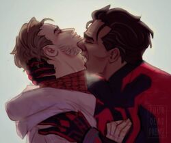 2boys 2males 2men bite bitting_neck daddies daddy gay grabbing_neck male_only marvel miguel_o'hara no_genitals_shown no_visible_genitalia peter_b_parker smiling spider-man:_across_the_spider-verse spider-man_(series) tagme yaoi