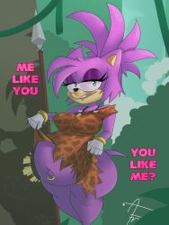 afraart amy_rose anthro belly_piercing belly_ring dialogue dress dress_lift female furry gloves jungle necklace no_panties pregnant sonic_(series) sonic_prime sonic_the_hedgehog_(series) spear thorn_rose