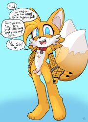 anthro collar fishnets furry furry_only hypnosis male male_only nekoniku offscreen_character penis small_penis sonic_(series) sonic_the_hedgehog_(series) spiral_eyes tails text text_bubble