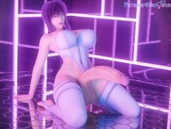 1futa 3d balls barefoot big_breasts big_penis blender breasts cyberpunk feet futa_only futanari futanarikko-san ghost_in_the_shell hi_res highres huge_cock kneeling kusanagi_motoko light-skinned_futanari lipstick long_penis on_knees penis purple_eyes purple_hair semi-erect thick thick_thighs thighhighs veiny_penis