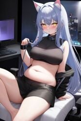 1girls adult ai_generated bbw bedroom big_ass big_breasts big_butt blue_hair blush breasts cat_tail catgirl chubby e-girl eye_contact fat fat_ass fat_butt female female_focus female_only fit gamer_girl giant_breasts hard_nipples headphones holding_object large_breasts long_hair love_handles moaning navel navel_visible_through_clothes nipple_bulge nipples nipples_visible_through_clothing oc original_character plump pov pov_eye_contact pudgy_belly revealing_clothes see-through see-through_clothing shorts silver_eyes sitting stomach streamer streaming stuffed_belly stuffing sweat sweating tall thick thick_ass thick_hips thick_thighs thigh_gap thighs thunder_thighs tight_clothes tight_clothing tight_fit tongue voluptuous voluptuous_female weight_difference weight_gain wet wide_hips young