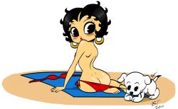 1girls 2014 ass betty_boop betty_boop_(series) black_hair blush bthomas64 canine coppertone earrings female fleischer_studios panties short_hair topless transparent_background