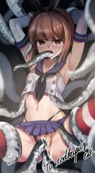 all_the_way_through anal arms_up black_panties blue_skirt bound breasts brown_eyes brown_hair clothing_aside commission cosplay crying eckert&eich elbow_gloves empty_eyes enemy_naval_mine_(kantai_collection) female gloves hairband hi_res highleg highleg_panties highres in_ass_out_mouth kantai_collection looking_at_viewer microskirt miniskirt panties panties_aside pleated_skirt restrained sailor_collar shimakaze_(kantai_collection) shimakaze_(kantai_collection)_(cosplay) short_hair skeb_commission skirt small_breasts solo_focus spread_legs striped striped_thighhighs tears tentacle tentacle_pit tentacle_sex tentacles_under_clothes thighhighs underwear vaginal_penetration white_gloves z3_max_schultz_(kantai_collection)