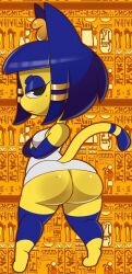 angry animal_crossing ankha ass bottomless bottomless_skirt bubble_butt butt_crack miniskirt simple_background upskirt vilepluff