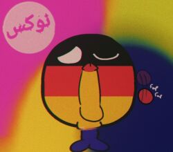 2021 balls colored_background countryballs fapping gay germany_(countryballs) non-human old_art one_eye_closed one_eye_open penis penis_in_ass penis_out polandball retro toony unknown_artist waddling_head yaoi yellow_penis