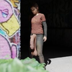 3d big_penis casual casual_exposure clothed clothing ellie_(the_last_of_us) ellie_williams footwear futa_only futanari huge_cock human hyper_penis intersex low_hanging_balls mountaineer_(artist) naughty_dog pale_skin peeing penis_out solo tagme the_last_of_us urine watersports