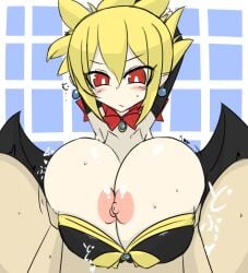 alternate_version_available big_breasts bimbo breasts demon_girl demon_wings disgaea disgaea_2 dress exposed_breasts gigantic_breasts groping groping_breasts huge_breasts hyper_breasts japanese_text large_breasts massive_breasts nippon_ichi_software paizuri rozalin vaba visible_nipples