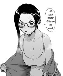 black_and_white demi-chan_wa_kataritai glasses ponytail satou_sakie translated