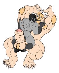 absurd_res amideo asgore_dreemurr balls biceps big_penis body_hair chest_hair genitals hairy hi_res huge_cock hyper hyper_genitalia hyper_penis male muscular pecs penis pubes undertale_(series)