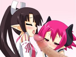 asuka_cranekick censored censored_penis disgaea disgaea_3 lady_samurai_(disgaea) large_penis licking licking_penis mosaic_censoring nippon_ichi_software penis raspberyl ubox