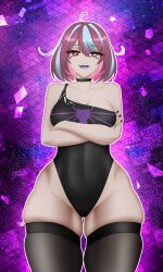 black_nails emikukis n4hkz owozu pink_hair spider_girl swimsuit thick_thighs thighhighs virtual_youtuber youtube youtube_hispanic