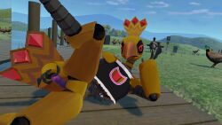 3d 3d_(artwork) advanced_education_with_viktor_strobovski alien alien_girl angry angry_expression angry_face arm_up ass ass_focus avatar avian avian_humanoid background beak bird bird_girl bottom_view bottomless bottomless_anthro bottomless_female dildo dildo_insertion dildo_penetration duck eternitydev grass laying_on_side looking_at_viewer masturbating masturbation on_ground on_side pagonioplo-igetis_(votv) robot robot_anthro robot_girl robot_joints robot_pussy rozital spread_legs spreading thighs topwear voices_of_the_void vrchat vrchat_model water