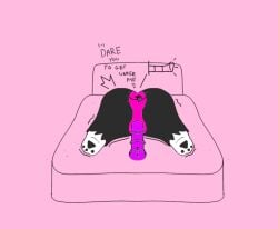garn47 garn47_(character) car0_(garn47) anal_juice_on_butt strapon_in_ass strap-on horsecock dildo_in_ass dildo threatening lock furry_only furry female white_fur black_fur paws
