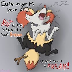 absurd_res animal_genitalia animal_vulva braixen canid canine canine_genitalia canine_vulva canis cookie domestic_dog feral food fox generation_6_pokemon genitals hi_res mammal nintendo nude nude_female object_in_tail pokemon pokemon_(species) poofythedragon sleeping sleeping_nude stick stick_in_tail tail tongue tongue_out vulva