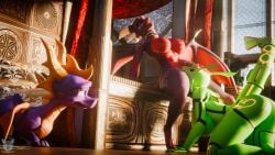 16:9 3d_(artwork) activision anthro big_breasts blender_(artwork) blender_cycles_(artwork) blush breasts butt claws cunnilingus cynder digital_media_(artwork) dragon duo european_mythology female female/female foxibiki generation_3_pokemon genitals hi_res horn legendary_pokemon male mammal membrane_(anatomy) membranous_wings mythological_creature mythological_scalie mythology nintendo nipples nude oral penetration pokemon pokemon_(species) purple_body rayna_(furromantic) rayquaza scalie sex simple_background smile smoke smoke_from_mouth smoke_from_nose spying spyro spyro_the_dragon tail tongue tongue_out vaginal vulva western_dragon widescreen wings