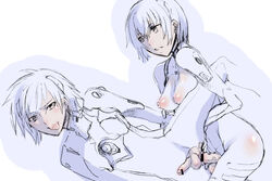 1boy 1futa ball breasts censored clothed_sex clothing futa_is_bigger futa_on_male futa_with_male futadom futanari inochi_wazuka intersex kaworu_nagisa medium_breasts monochrome neon_genesis_evangelion penis_size_difference plugsuit rei_ayanami sex