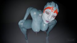 tevura3d female solo alien asari blue_skin female_only breasts big_breasts nipples nipple_piercing mass_effect bioware samara 1girls 3d