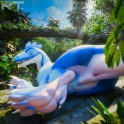 1:1 2026 3d_(artwork) ambiguous_feral ambiguous_gender animal_genitalia anus blender_(artwork) blender_cycles_(artwork) bodily_fluids butt claws detailed detailed_background detailed_scales digital_media_(artwork) dinosaur feral forest genitals hi_res jungle looking_at_viewer looking_back lying nature nude open_mouth outside paws plant prehistoric_species presenting presenting_anus presenting_hindquarters pseudo_hair raytross relaxing reptile saliva saurischian scale_hair scales scalie smile smiling_at_viewer solo tail teeth theropod tree tyrannosaurid tyrannosauroid tyrannosaurus tyrannosaurus_rex watermark y_anus