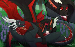 16:10 69_position absurd_res alternate_view anal anus bodily_fluids chain cum cum_in_mouth cum_inside dragon dreyk-daro duo enjoying erza_(shaenarys) european_mythology fellatio female feral flower garden genital_fluids genitals glowing hi_res knot knotted_penis knotting lavender_(flower) licking male male/female malevolent_(cynderthedragoness39) markings mythological_creature mythological_scalie mythology oral oral_knotting oral_penetration penetration penile penis plant queen rimming royalty saliva scales scalie sex tail tongue vulva western_dragon widescreen wings