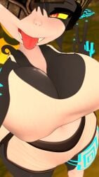 3d cleavage huge_breasts imp_midna midna the_legend_of_zelda thegrinderops tongue_out twilight_princess