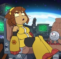 bbw big_breasts breasts cleavage fat female furry gameoverse glitch_productions huge_breasts kit_(gameoverse) mad_n_evil overweight tagme thick_thighs wide_hips