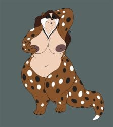 2026 4_toes 5_fingers anthro badger bigladydragon black_nose brown_body brown_fur brown_hair brown_nipples claws feet felicia_(tenpoundhammer) female fingers fur hair hybrid inverted_nipples mammal membrane_(anatomy) mustelid musteline navel nipples otter slightly_chubby solo spots tan_body tan_fur toe_claws toes webbed_hands