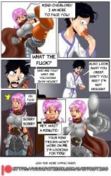 aiko_hajime_shin bare_breasts bare_shoulders bottomless brainwashing brown_eyes comic female how_i_became_my_masters_slave hypnosis hypnotico large_ass large_breasts large_hips male mind_control nipples pink_hair saimin_(hypnotico) sharp_teeth speech_bubble story text topless