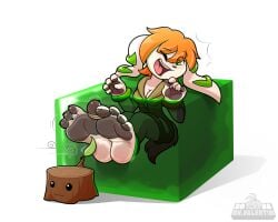 big_ears freedom_planet leaf milla_basset mrvalentim slime stuck tickle_torture tickling tickling_feet trapped tree_stump