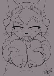 animated anthro big_breasts breast_grab breast_play breast_squish breasts clothed clothing clothing_lift domestic_cat duo erect_nipples exposed_breasts eyebrows eyewear fangs felid feline felis female first_person_view gameoverse genitals glitch_productions goggles hand_on_breast hi_res huge_breasts human human_on_anthro interspecies kit_(gameoverse) lidded_eyes looking_at_viewer male male/female mammal nipples open_mouth paizuri penis raised_eyebrow reminic sex shirt shirt_lift squish teeth titfuck topwear