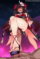ai_generated kerorumi sparkle_(honkai:_star_rail) honkai:_star_rail honkai_(series) mihoyo hoyoverse brown_hair red_eyes hair_ornament hair_ribbon twintails pigtails shiny_skin glossy glossy_body glossy_skin sweat sweatdrop sweating sweaty sweaty_body smile smiling thighs thick_thighs large_thighs 1girls 1girl female female_focus patreon patreon_username patreon_logo patreon_url patreon_link 1boy 1boy1girl male male/female female/male 1girl1boy nail_polish feet feet_fetish feet_on_penis shoes legs penis nude_male sweaty_thighs toes knees stomping femdom teeth pov pov_male male_pov shoejob
