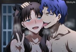 accurate_art_style ai_generated anime_coloring cheating cheating_girlfriend cuckold fate/stay_night fate_(series) flat_chest flat_chested matou_shinji mature_female netorare night ntr sex small_breasts stickyai tohsaka_rin twintails
