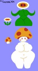 2d 2d_(artwork) 2d_artwork artist_signature belly belly_button blushing blushing_female boobs breasts eyelashes ferman fire_flower flower mario_(series) mario_bros mushroom mushroom_girl mushroom_humanoid naked naked_female nude nude_female plant plant_girl plant_humanoid plants stomach super_mario_bros. super_mushroom