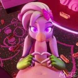 1boy 1girls 3d_animation animated anthro anthro_female ass_view beakjob blenderknight blowjob bow_in_hair captainflapcats duo earrings eye_contact eyebrows eyelashes eyeshadow female five_nights_at_freddy's five_nights_at_freddy's:_security_breach fnaf glamrock_chica_(fnaf) glamrock_chica_(mayosplash) heart_fingers human human_male human_male_on_anthro_female human_on_anthro lamiva leotard male manwiththemole mayosplash moaning moaning_female moaning_on_cock naked_male nude_male opennsfwsp oral oral_sex peace_sign purple_eyes sound straight tagme video voice_acted white_body white_hair