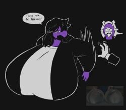 2026 2girls astonarts breast_implants buckteeth clothed_female crying_with_eyes_open cuckelle deer_girl deltarune dialogue english female female_focus female_only hi_res hyper hyper_breasts long_hair massive_breasts meme noelle_holiday out_of_frame purple refusal reindeer reindeer_antlers rejection saline_implants scalie scalie_female slapping slapping_hand snout susie_(deltarune) undertale_(series)