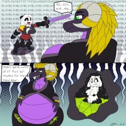 1:1 absurd_res anthro bear black_body black_fur black_skin comic comic_panel dark_body dark_skin dichromatic_eyes dirtymac dragon english_text female female_prey fur giant_panda green_eyes hi_res holding_melee_weapon holding_object holding_sword holding_weapon instant_loss_2koma intersex mammal melee_weapon mythological_creature mythological_scalie mythology panda profanity purple_underbelly scalie sword text vore weapon white_body white_fur