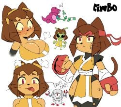 ass boots breast_expansion breasts brown_hair cat_ears cat_tail chimbo_tieso cleavage female female_only gameoverse glitch_productions gloves goggles kit_(gameoverse) kit_bodega large_breasts navel short_hair slim_waist sweat tagme tan_body thick_thighs voluptuous wide_hips