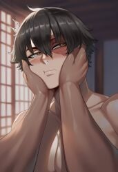 ai_generated athletic athletic_male avatar_the_last_airbender brown-skinned_female caressing caressing_face cute dark-skinned_female dark-skinned_male dark_hair dark_skin female_pov hands_on_face interracial katara light-skinned_male light_skin looking_away luckypathai muscular muscular_male scar toned toned_male zuko