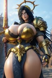 1girl 1woman 3d ai_generated big_ass big_breasts black_hair braided emperor female female_only female_space_marine god-emperor_of_mankind god-emperor_of_mankind_(warhammer_40k) gold_armor laurel_wreath long_hair power_armor power_armor_(warhammer) primarch ravenomega rule_63 sexy_body sexy_female sexy_woman voluptuous voluptuous_body voluptuous_female warhammer_(franchise) warhammer_40k white_eyes white_eyes_female