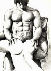 anos_nemos_(david_martin) gay male male_only masculine monochrome original tagme traditional_media