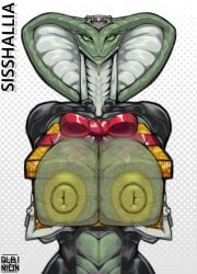 1girls albinion big_breasts female female_only huge_breasts large_breasts looking_at_viewer present sisshalia_(albinion) snake snake_girl