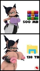 3d_(artwork) 9:16 anthro big_breasts black_hair boiboi9999 breasts brown_body butt clothed clothing digital_creature digital_media_(artwork) felid feline female female_only fur genitals gloves green_eyes hair handwear hi_res lynx mammal meme nicole_the_lynx nipples nude sega simple_background smile sonic_the_hedgehog_(archie) sonic_the_hedgehog_(comics) sonic_the_hedgehog_(series) source_filmmaker_(artwork) text windows_file_explorer winrar