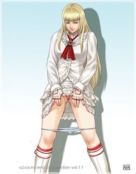 azasuke blonde_hair censored clothing emilie_de_rochefort female golden_shower panties panty_pee peeing schoolgirl statuesque tekken urine watersports