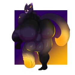 furry futa_only futanari huge_balls huge_butt huge_cock lighting nsfwcrunchybun purple_fur snowy_manta(oc) yellow_fur