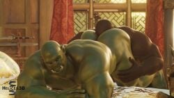 2boys 3d animated ass faceless_male from_behind gay green_body green_skin helices3d hi_res humanoid looking_pleasured male male/male male_only muscular muscular_male no_sound nude on_bed rimjob rimming sex short_playtime tagme thick_thighs video